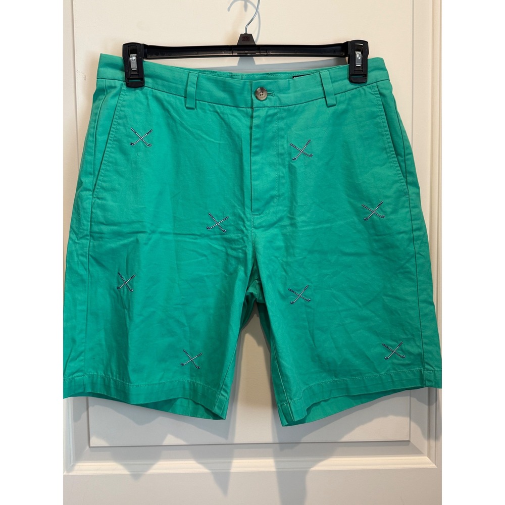 Vineyard Vines Mens Green Embroidered Golf Club Breaker Shorts Size 33